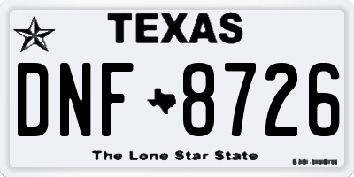 TX license plate DNF8726