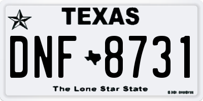 TX license plate DNF8731
