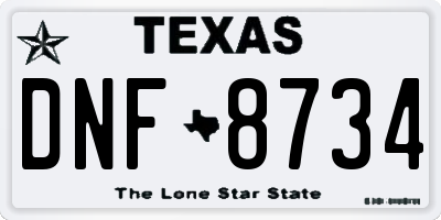 TX license plate DNF8734