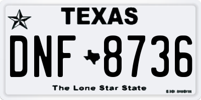 TX license plate DNF8736
