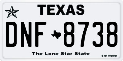 TX license plate DNF8738