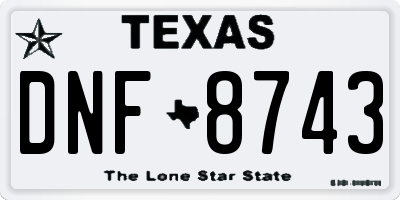 TX license plate DNF8743