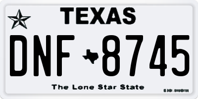 TX license plate DNF8745
