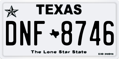 TX license plate DNF8746