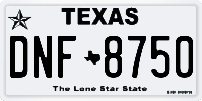 TX license plate DNF8750