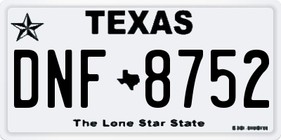 TX license plate DNF8752