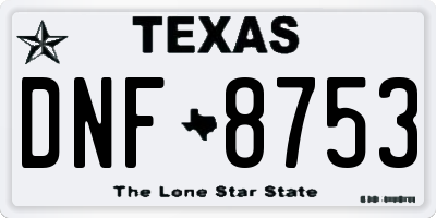 TX license plate DNF8753