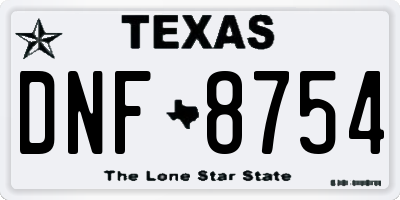 TX license plate DNF8754