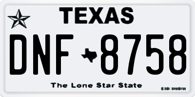 TX license plate DNF8758