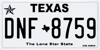 TX license plate DNF8759