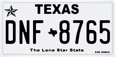 TX license plate DNF8765