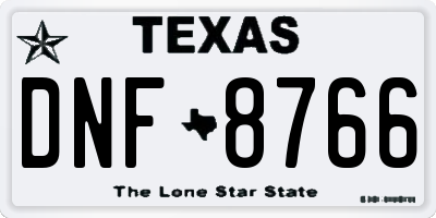 TX license plate DNF8766