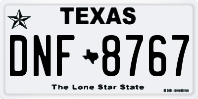 TX license plate DNF8767