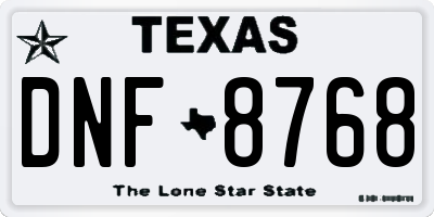 TX license plate DNF8768
