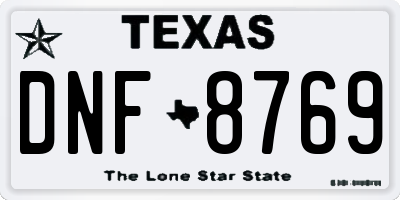TX license plate DNF8769
