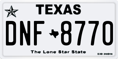 TX license plate DNF8770