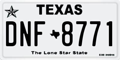 TX license plate DNF8771