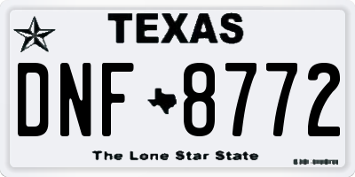 TX license plate DNF8772