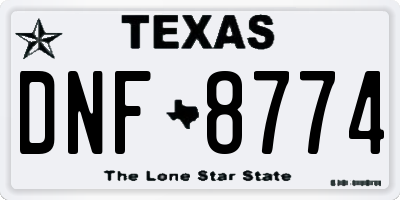 TX license plate DNF8774