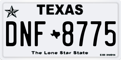 TX license plate DNF8775