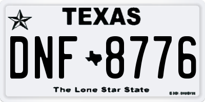 TX license plate DNF8776