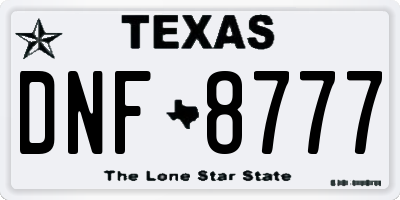 TX license plate DNF8777