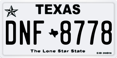 TX license plate DNF8778