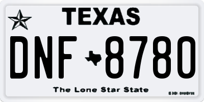 TX license plate DNF8780