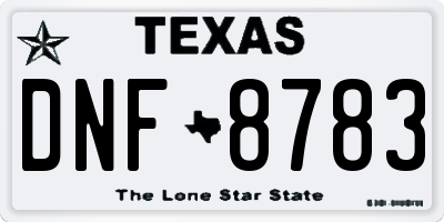TX license plate DNF8783