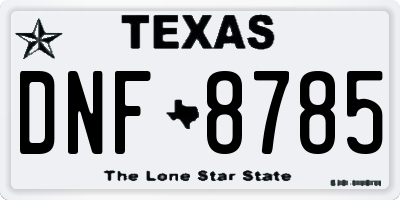 TX license plate DNF8785