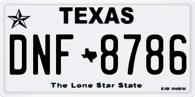 TX license plate DNF8786