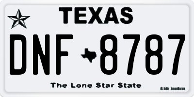 TX license plate DNF8787