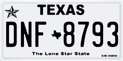 TX license plate DNF8793