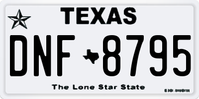 TX license plate DNF8795