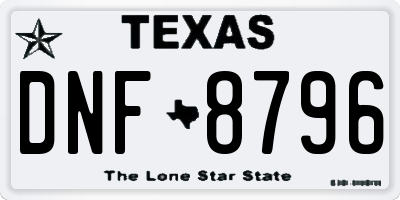 TX license plate DNF8796