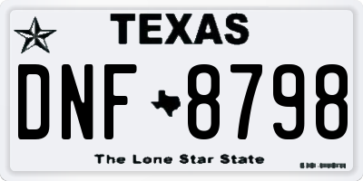 TX license plate DNF8798