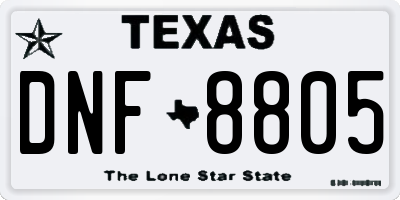TX license plate DNF8805