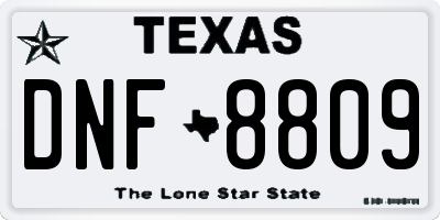 TX license plate DNF8809