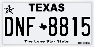 TX license plate DNF8815