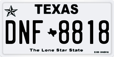 TX license plate DNF8818