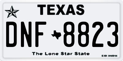 TX license plate DNF8823