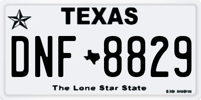 TX license plate DNF8829
