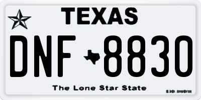 TX license plate DNF8830