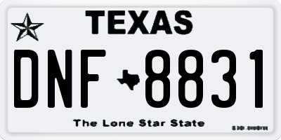 TX license plate DNF8831