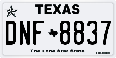 TX license plate DNF8837