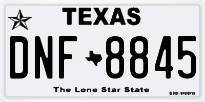 TX license plate DNF8845