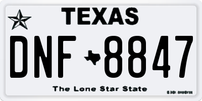 TX license plate DNF8847