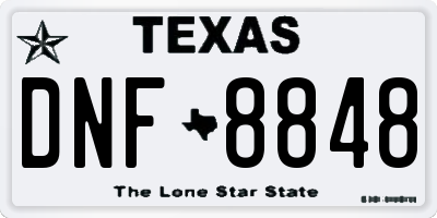 TX license plate DNF8848
