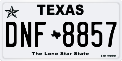 TX license plate DNF8857
