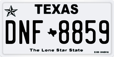 TX license plate DNF8859